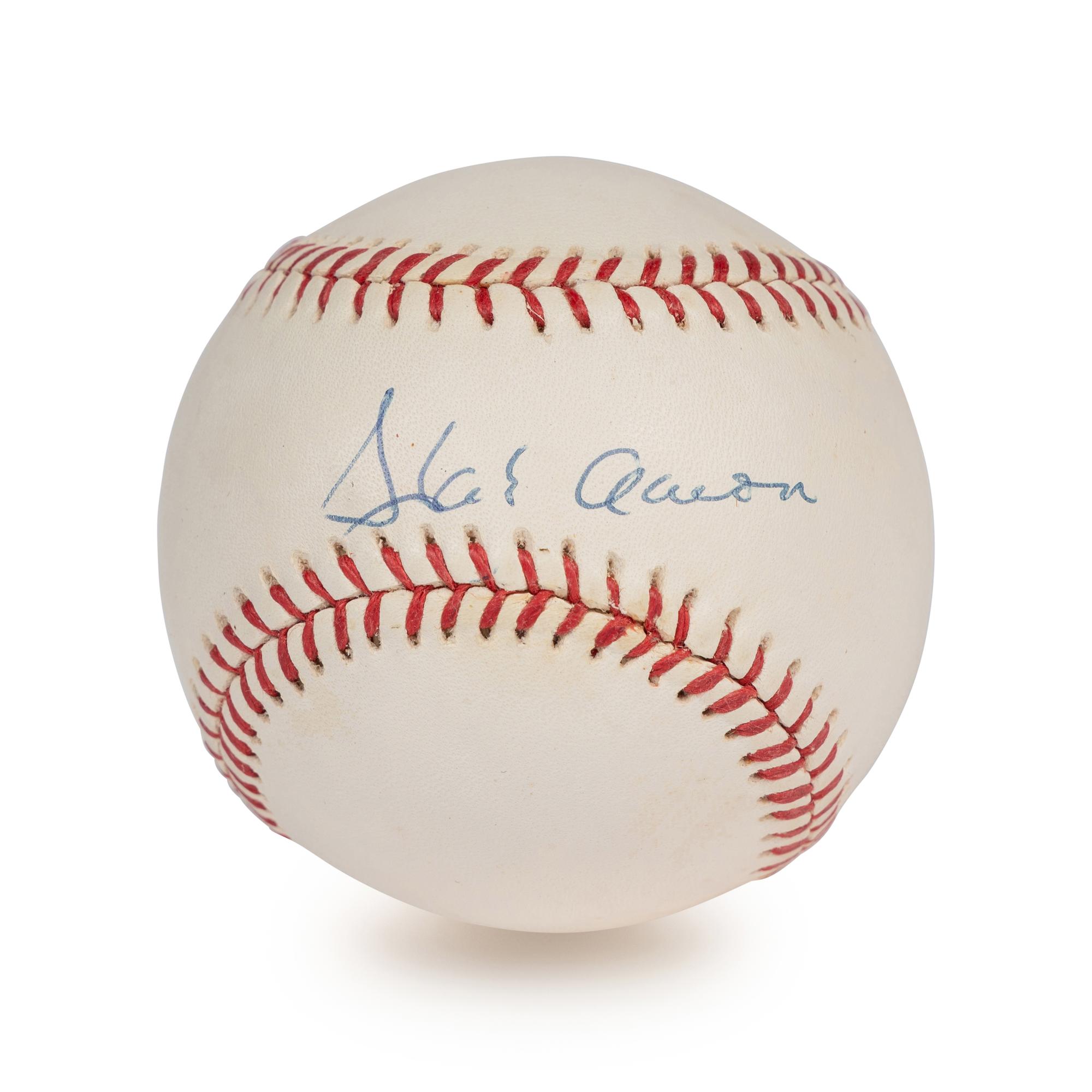 A Hank Aaron Single Signed Autograph Baseball (Beckett Authentication Services Letter),