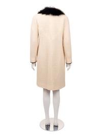 Chanel Tweed Coat with Feather Collar, 1990-2000s
