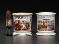 Two Baker's Porcelain Occupational Shaving Mugs
