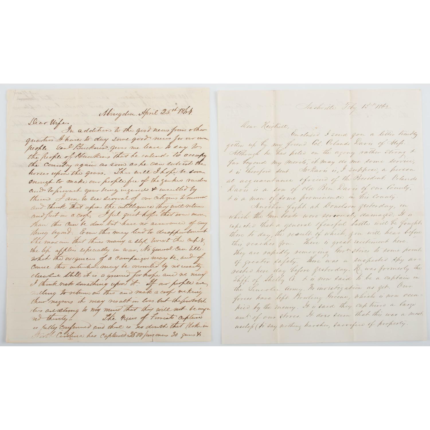 War Date CSA Letter Archive of Tennessee Senator Joseph Brown Heiskell