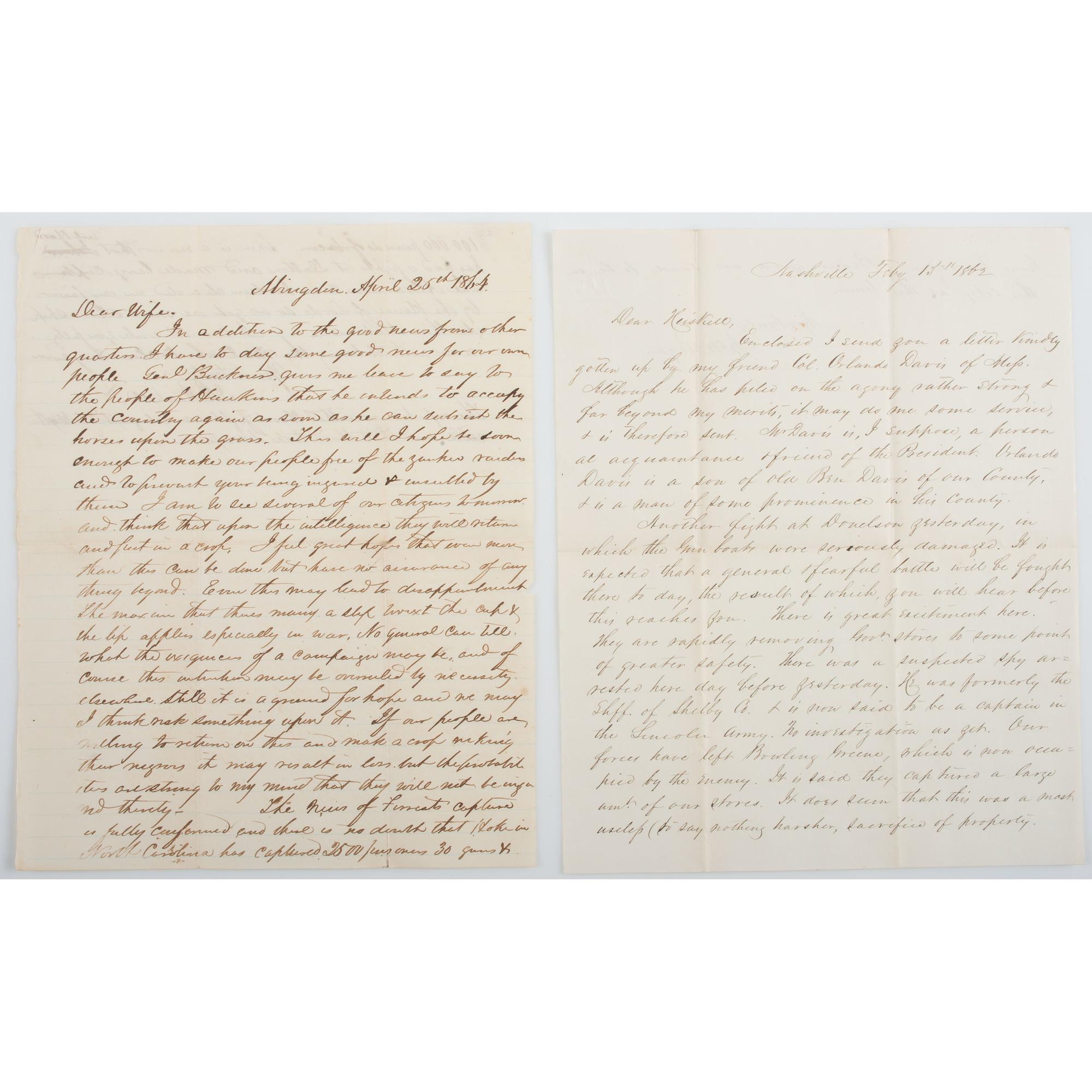 War Date CSA Letter Archive of Tennessee Senator Joseph Brown Heiskell