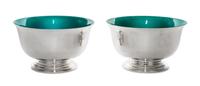 A Pair of American Silver Bowls, Towle Silversmiths, Newburyport, MA, each of Revere form with enameled interiors.