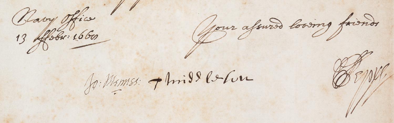 PEPYS, SAMUEL. ALS ("Pepys"), 1pg, Catham, February 13, 1668. Countersigned by Middleton and Mennes.