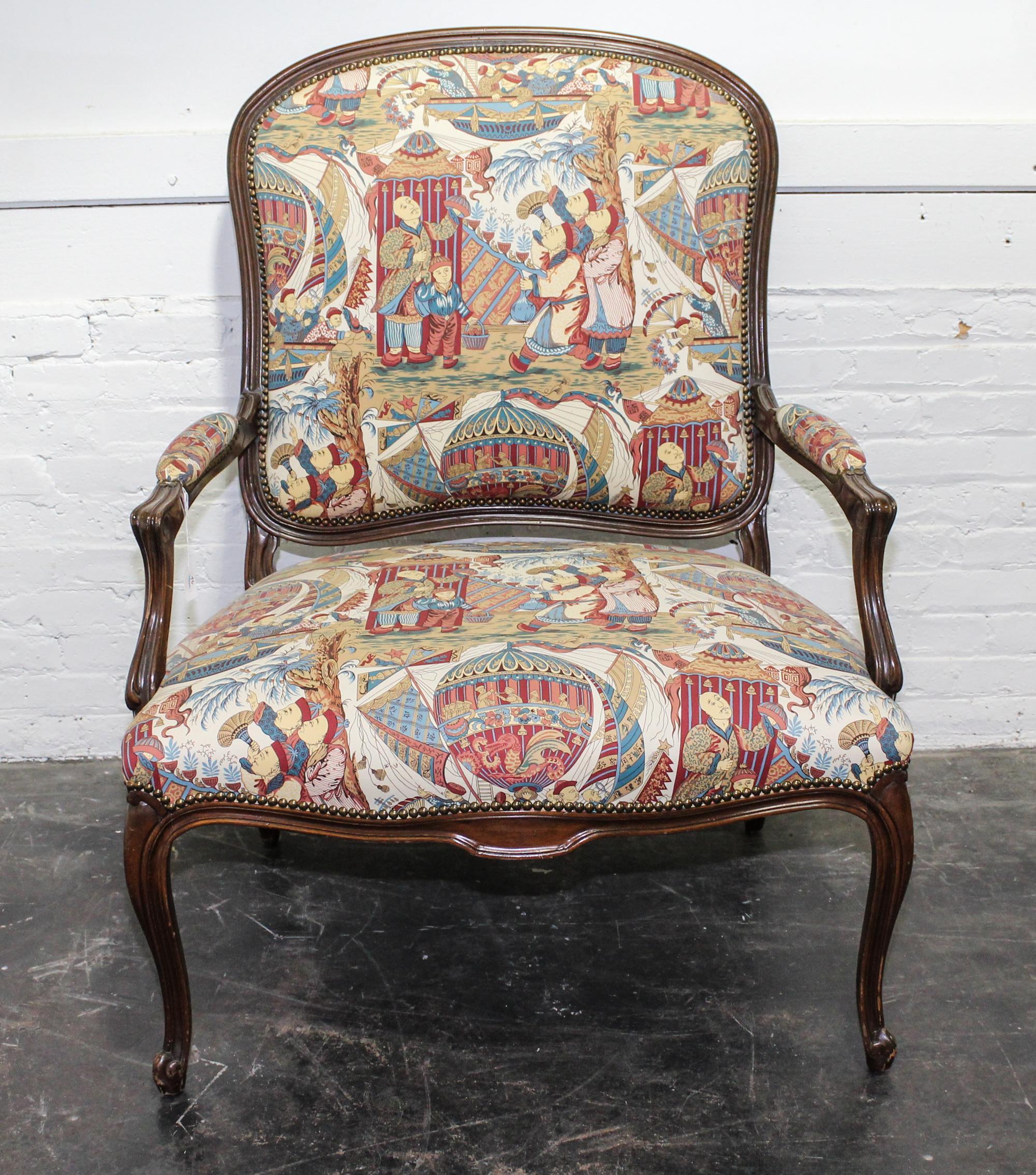 A Louis XV Style Beechwood Fauteuil Height 43 1/2 inches. — LATE 19TH CENTURY