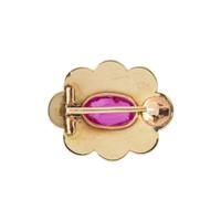 ANTIQUE, UNHEATED BURMESE RUBY AND PEARL BROOCH