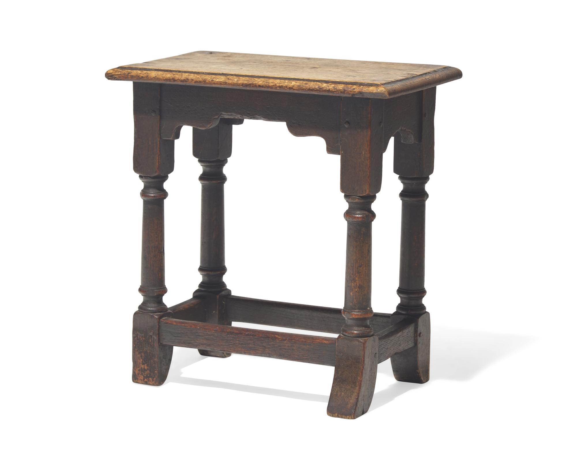 A William & Mary carved oak stool, 17th / 18th century
