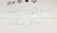 A Johnny Unitas / Bart Starr Dual Signed Autograph Football (Beckett Authentication Services Letter),