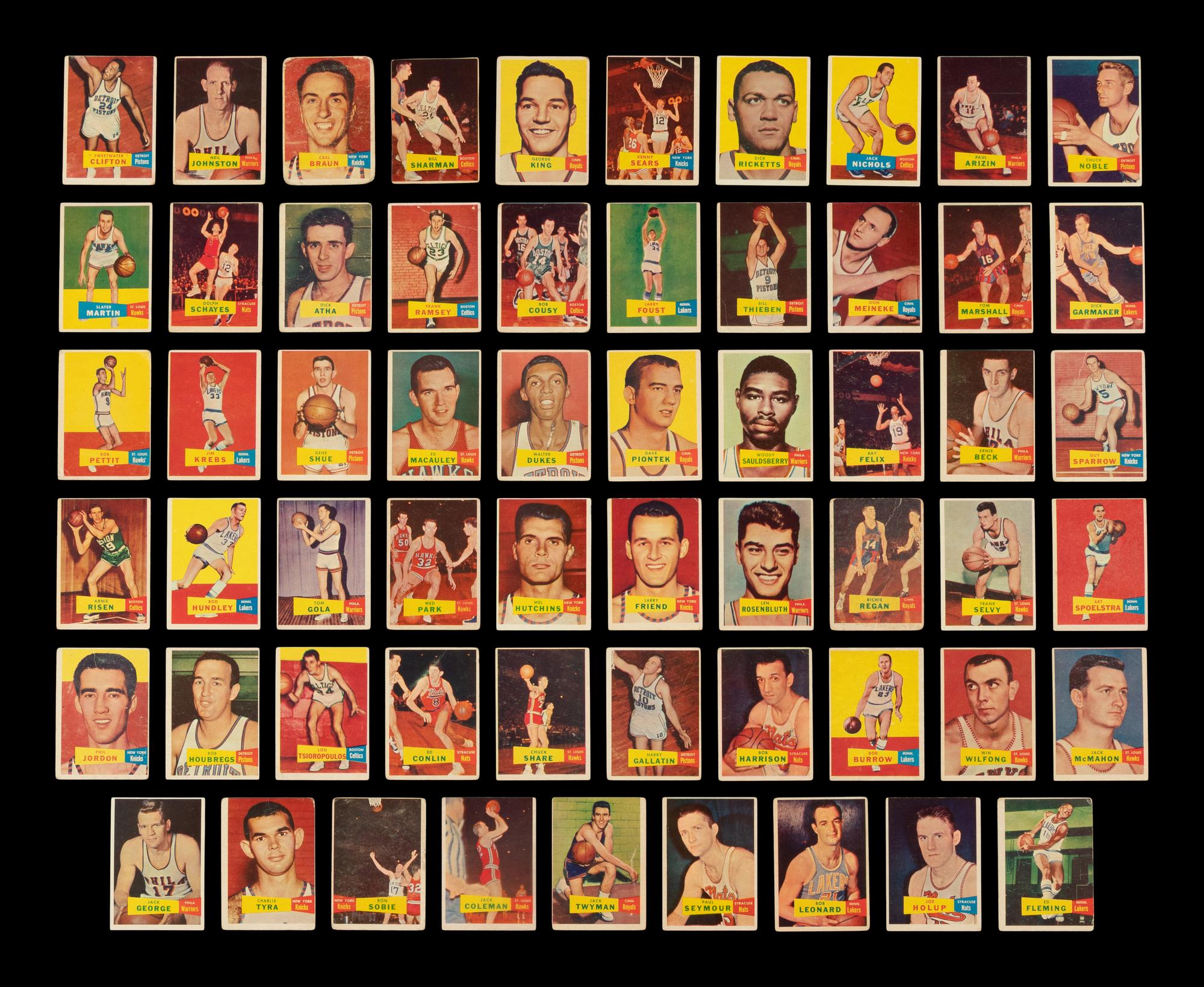 A Partial Set of 1957-58 Topps Basketball Cards (58/80)