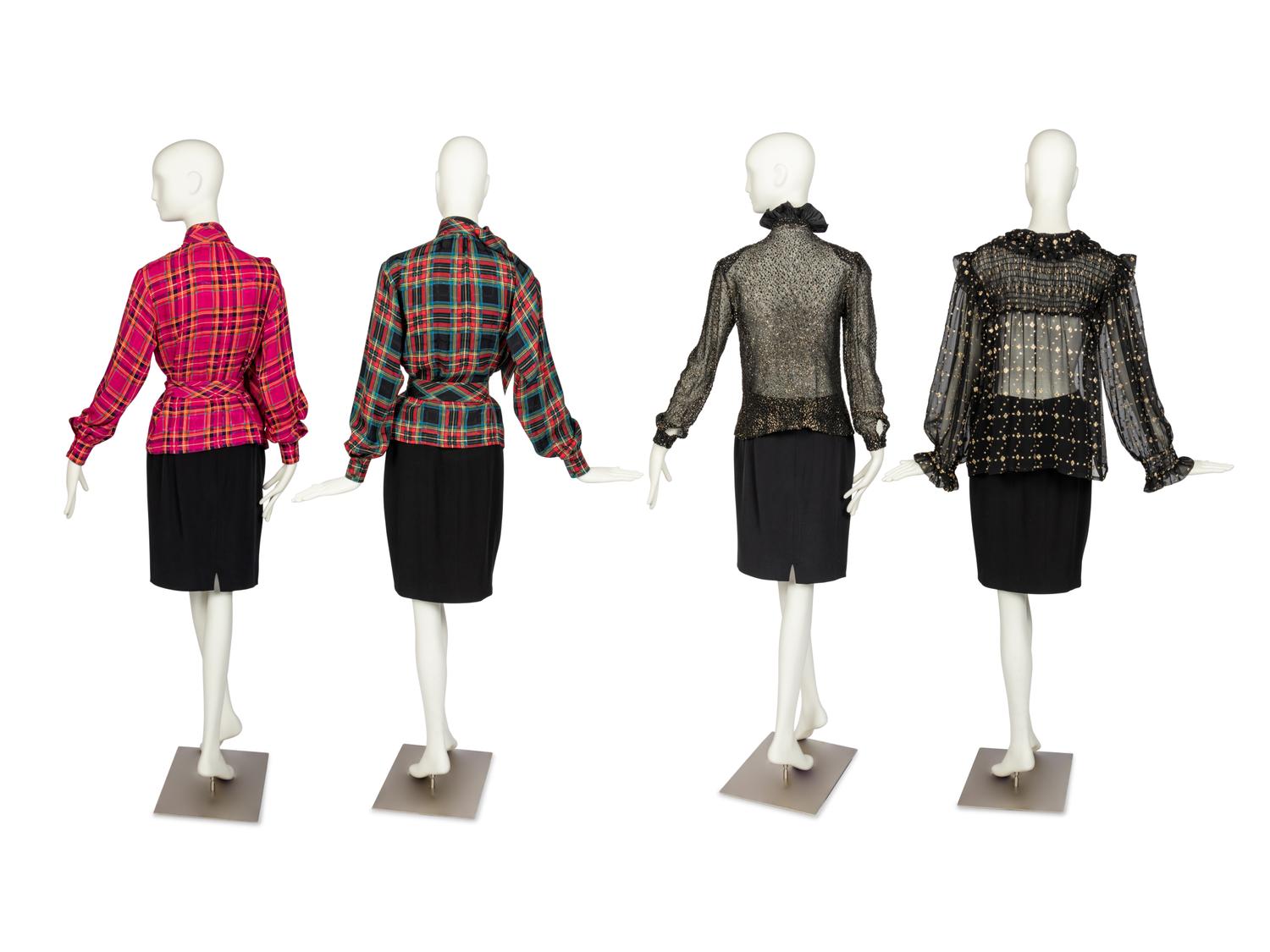 Four Designer Tops: Three Saint Laurent Rive Gauche & One Valentino, 1980s