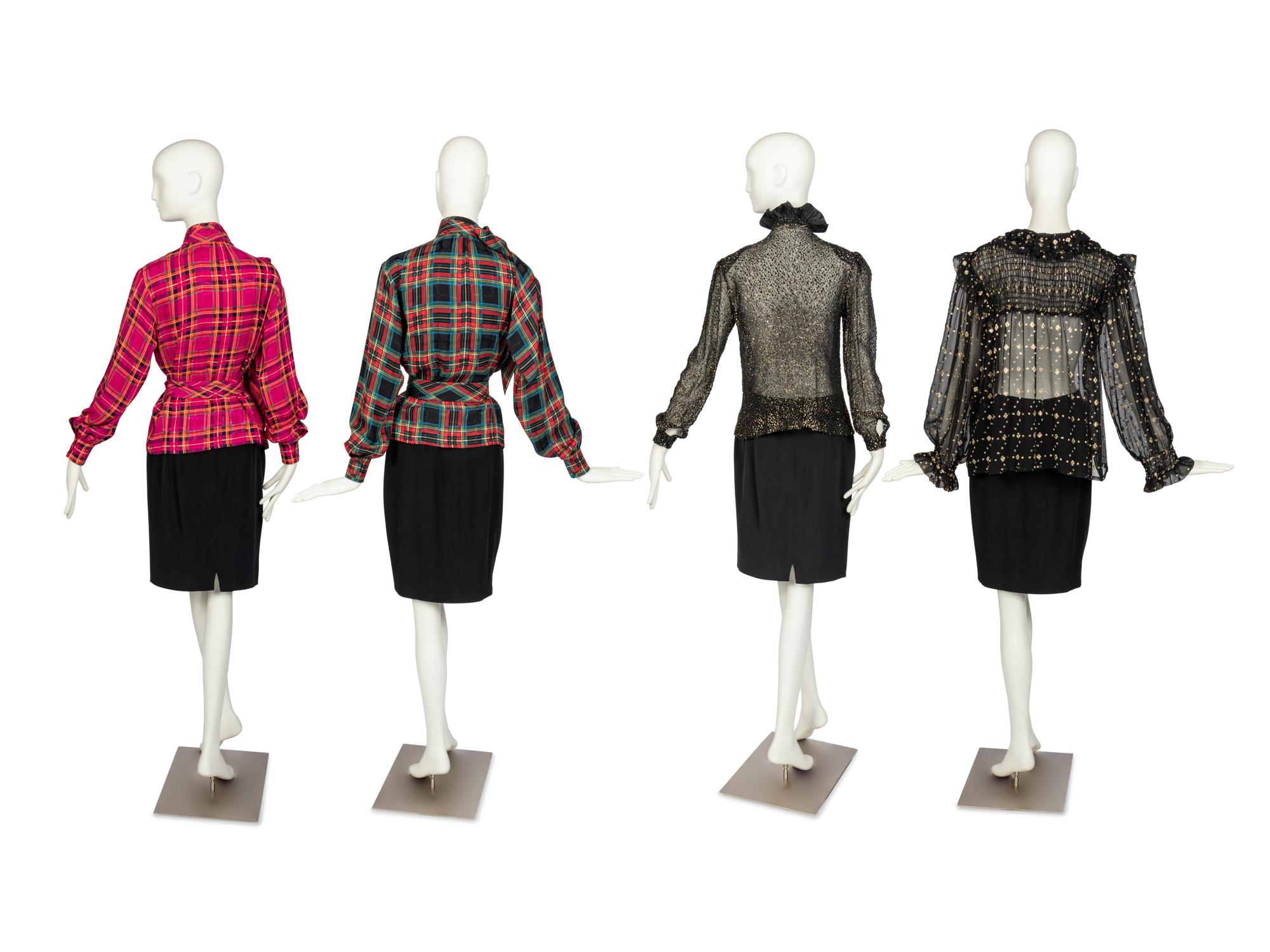 Four Designer Tops: Three Saint Laurent Rive Gauche & One Valentino, 1980s