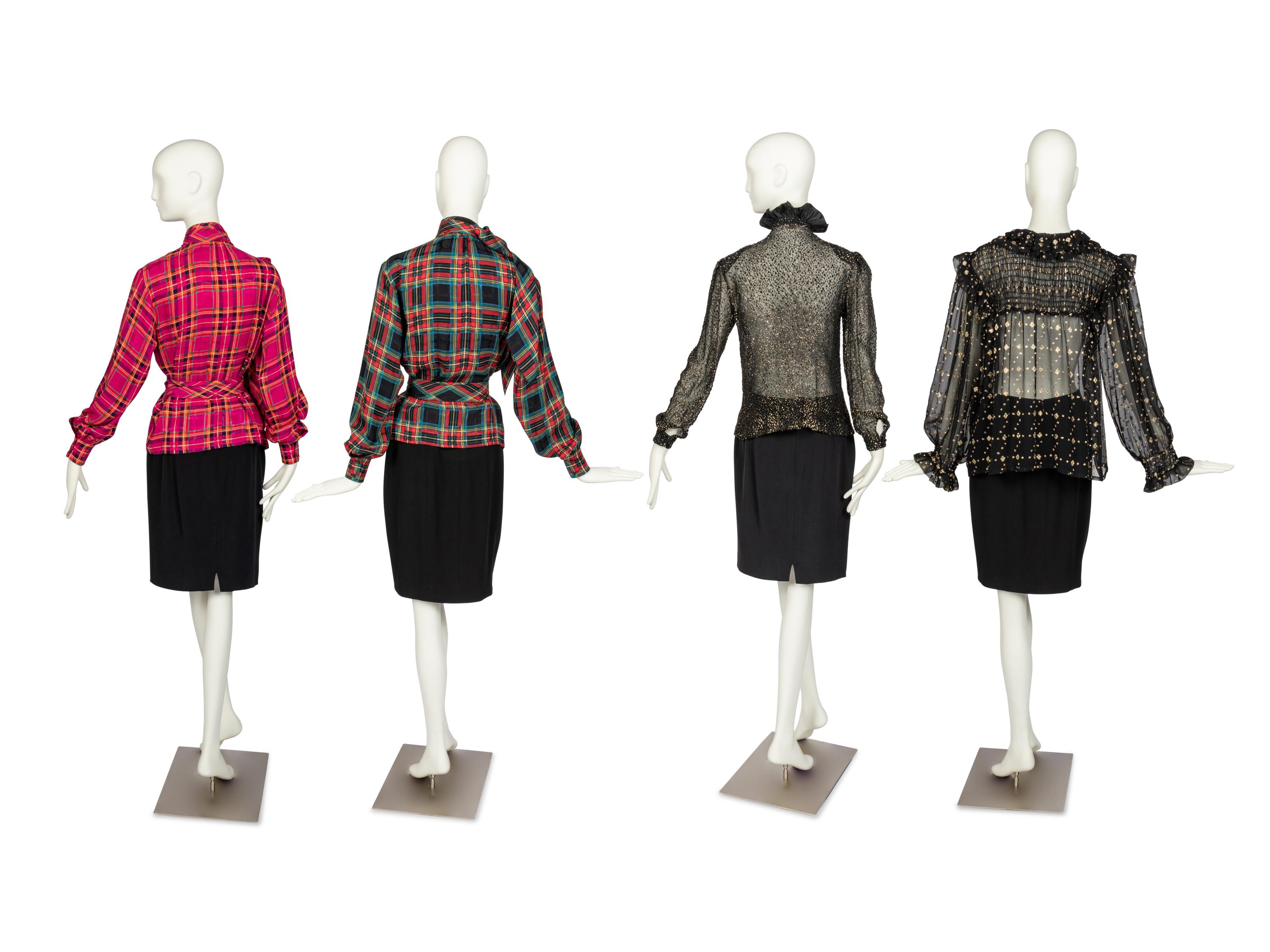 Four Designer Tops: Three Saint Laurent Rive Gauche & One Valentino, 1980s