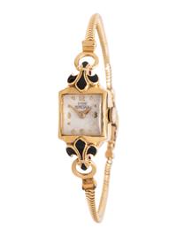 GIRARD-PERREGAUX, 14K YELLOW GOLD AND ENAMEL WATCH