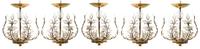 A Set of Five Gilt Metal and Molded Glass Lanterns Height 9 inches. — MANNER OF BAGUES, SECOND HALF 20TH CENTURY