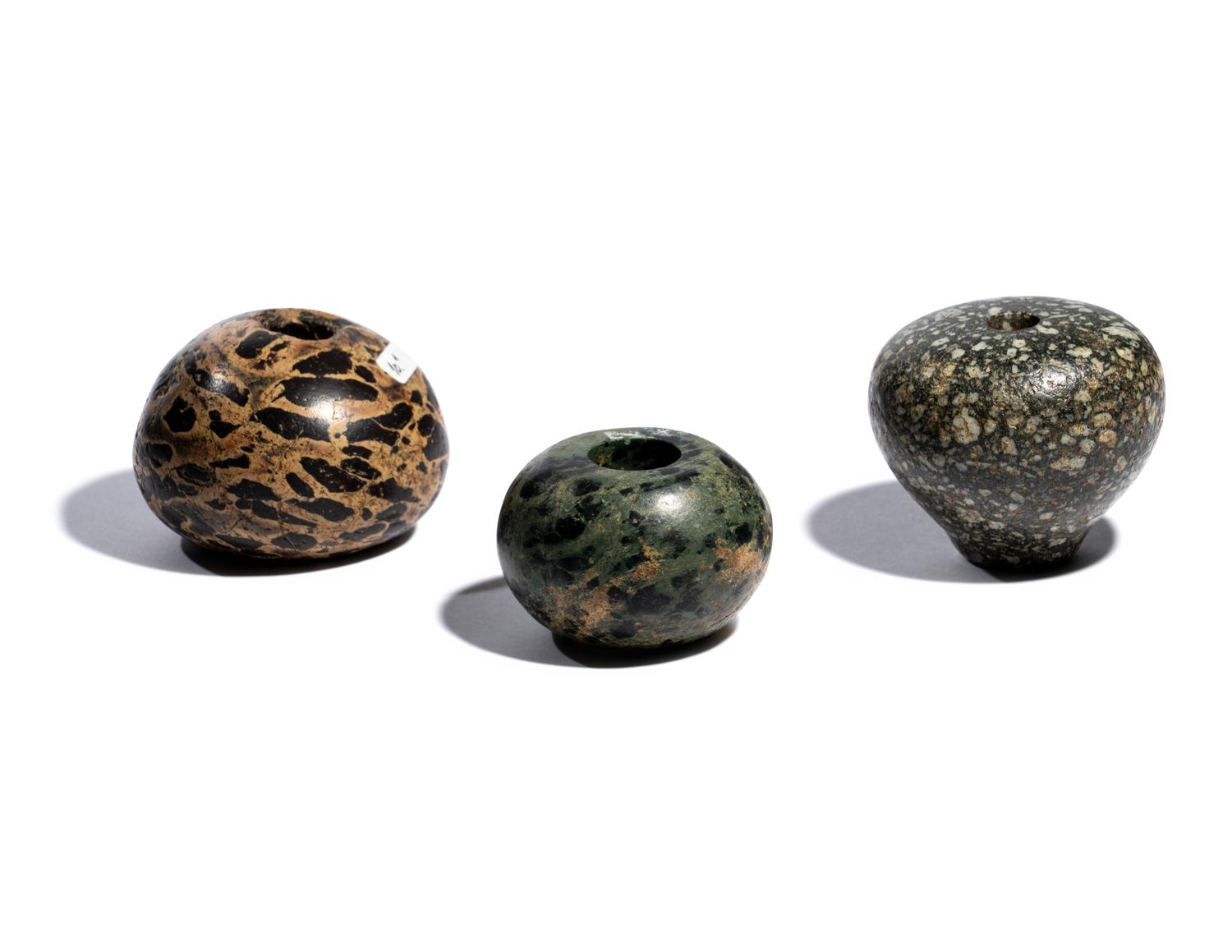 Three Mesopotamian Stone Mace Heads