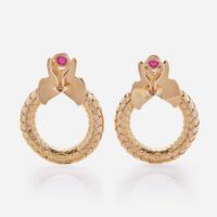 A Pair of 14K Yellow Gold and Ruby Favero Earrings