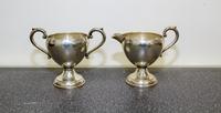 An American Silver Creamer and Sugar, Preisner Silver Co., Wallingford, CT, each of baluster form, weighted.
