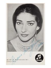 CALLAS, Maria (1923-1977). Promotional photographic print signed (“Maria Meneghini Callas”), n.d.