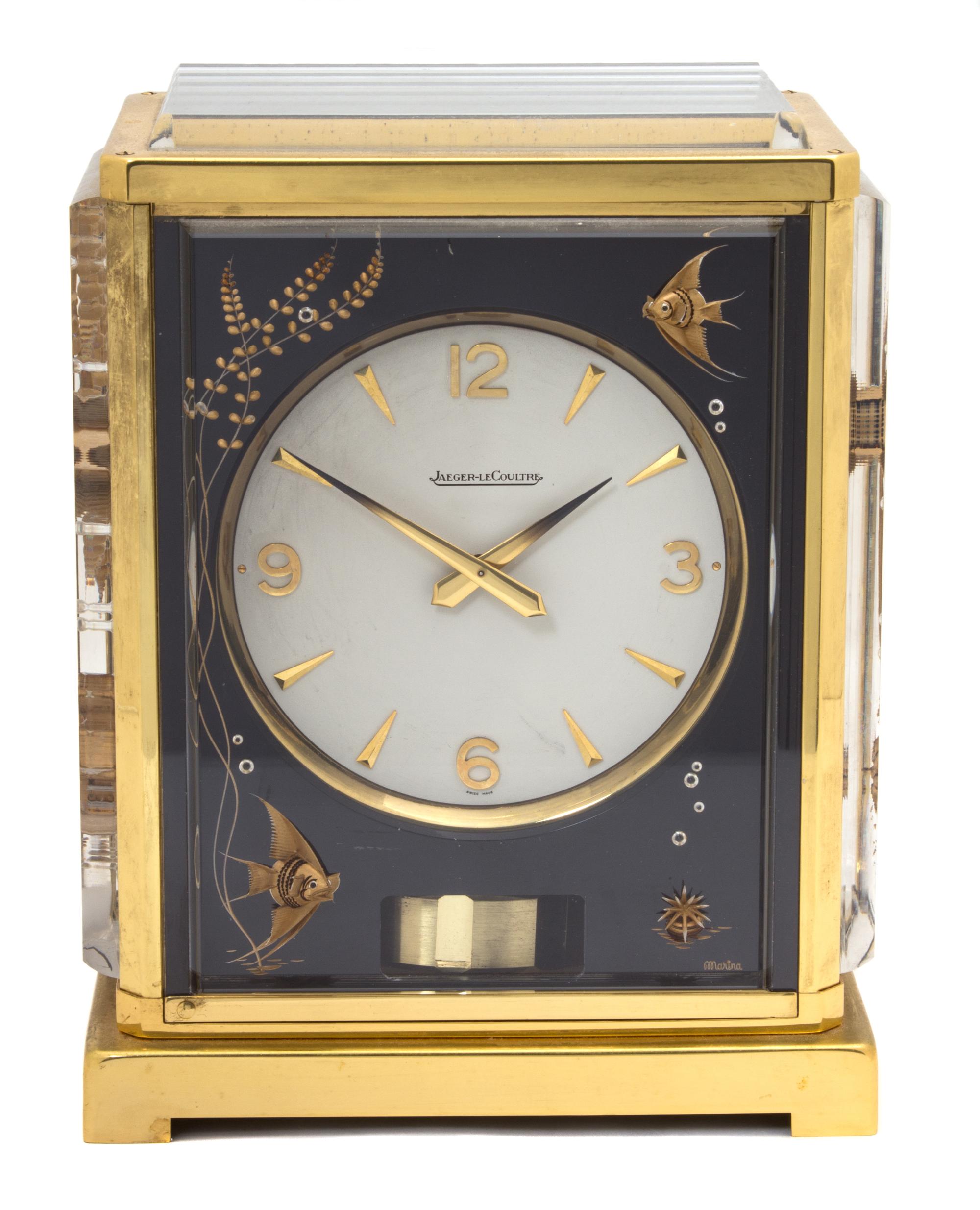 A Jaeger Le Coultre Marina Mantel Clock Height 9 1/2 inches. — 20TH CENTURY