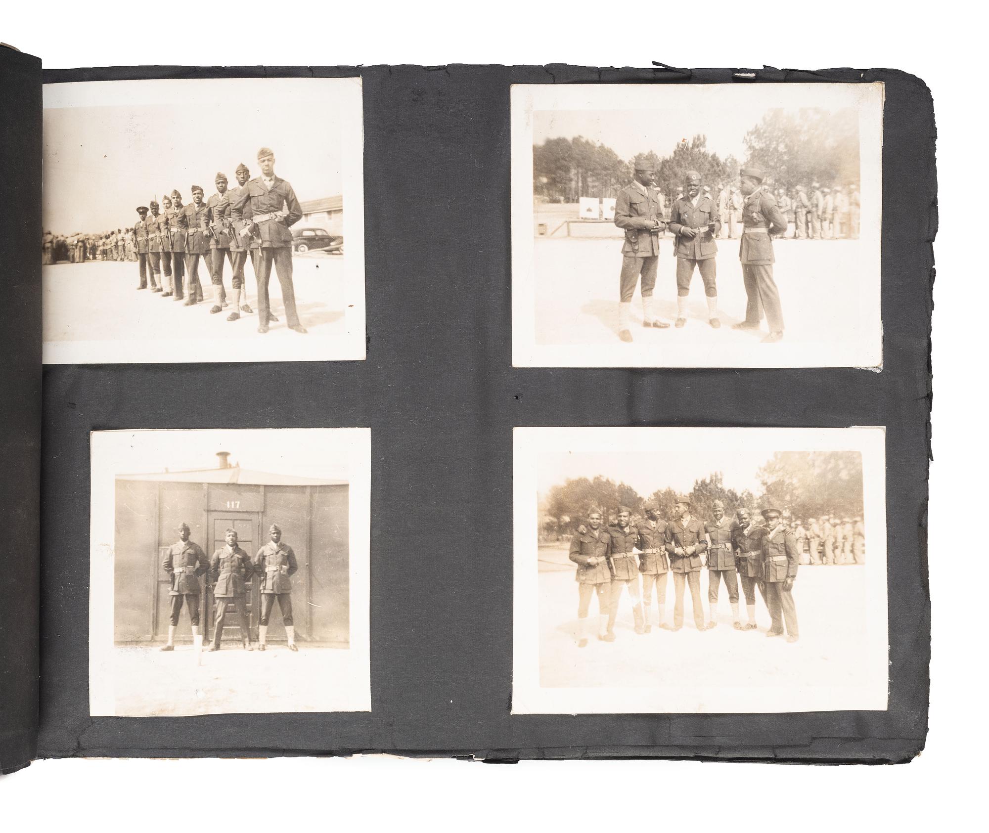 [WORLD WAR II]. Extensive US Marine Corps album identified to African American Corporal Charles H. Fowler, 52nd Defense Battalion, USMC, who trained at Montford Point, Camp Lejeune, North Carolina.