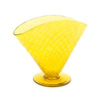 Steuben, 20TH CENTURY, a Bristol Yellow Silverina fan vase, no. 6988