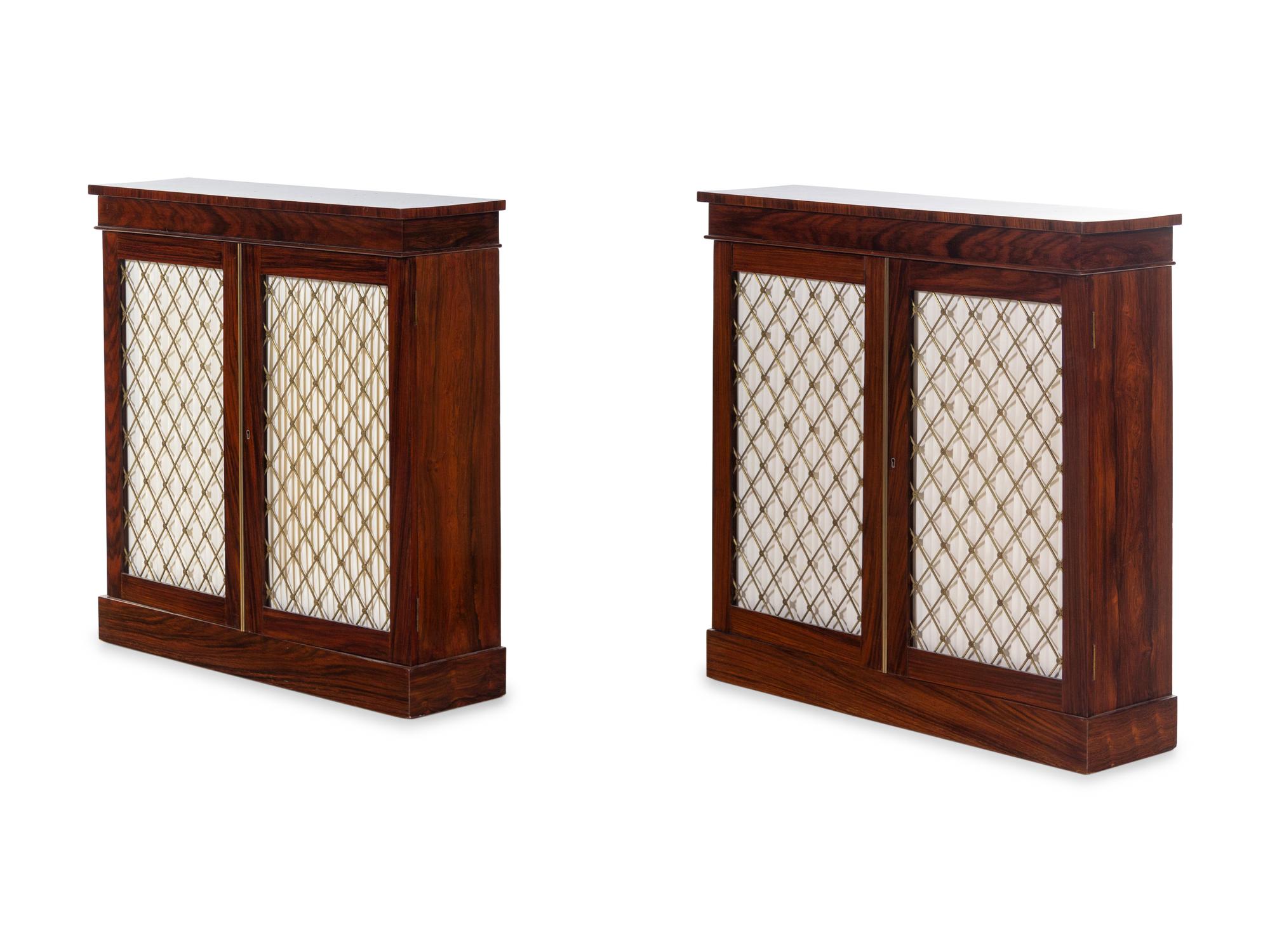 A Pair of Russian Brass Mounted Rosewood Chiffoniers