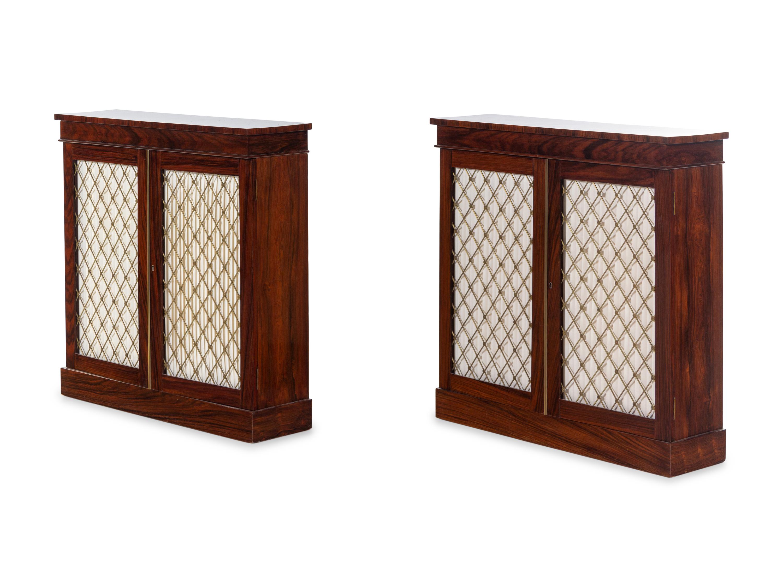 A Pair of Russian Brass Mounted Rosewood Chiffoniers