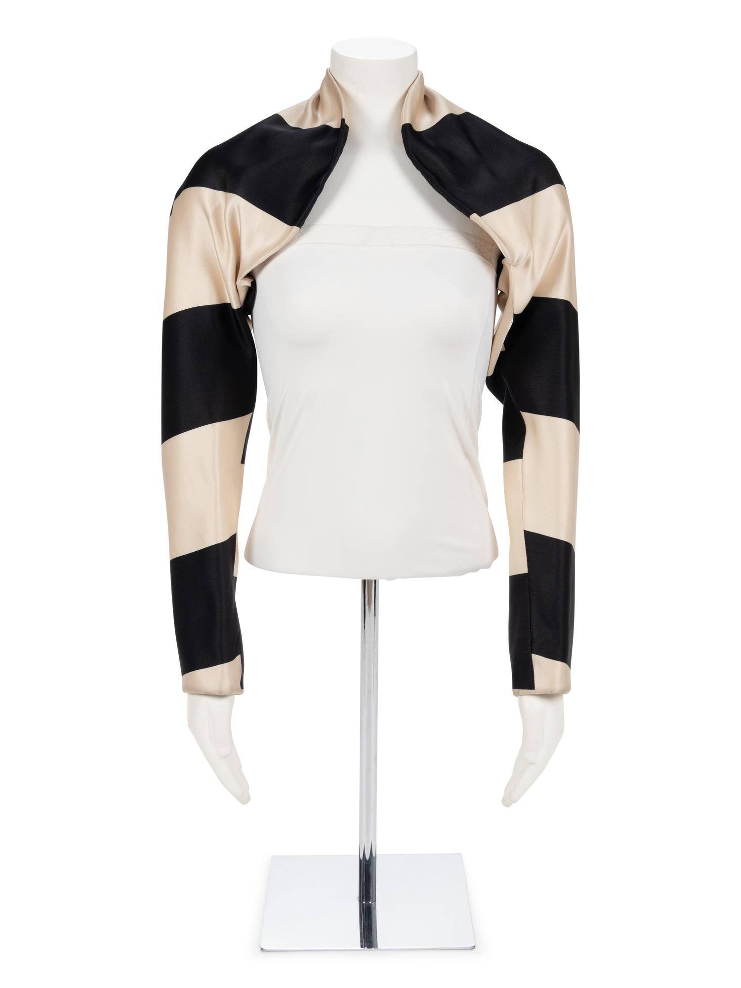 Geoffrey Beene Black and White Striped Bolero, 1990s
