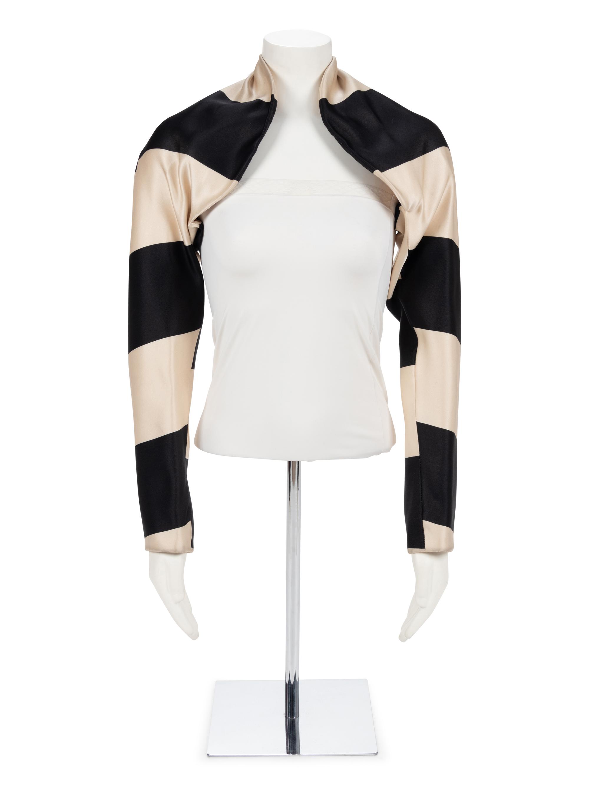 Geoffrey Beene Black and White Striped Bolero, 1990s