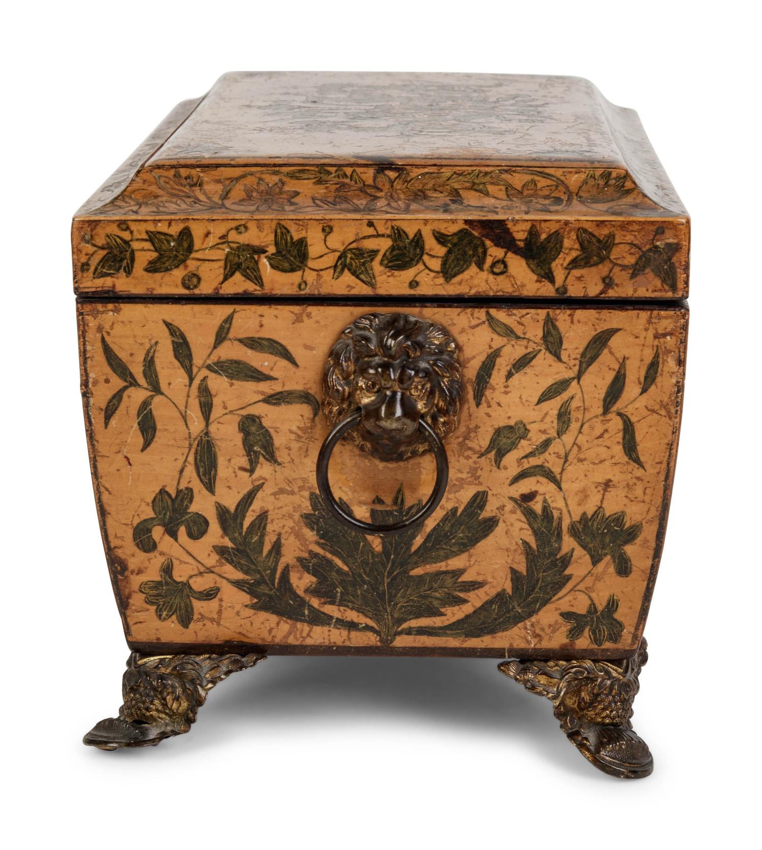 A George III Penwork Tea Caddy