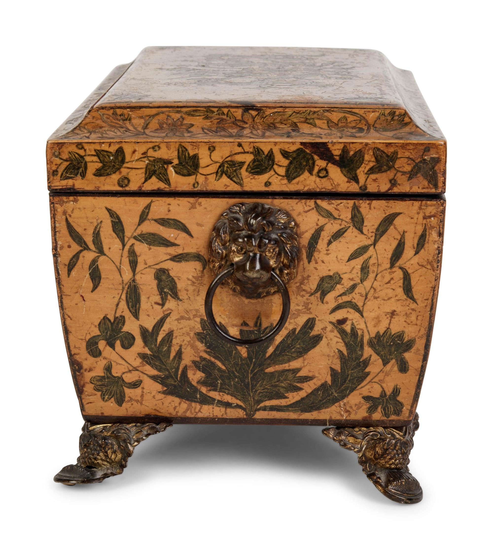 A George III Penwork Tea Caddy