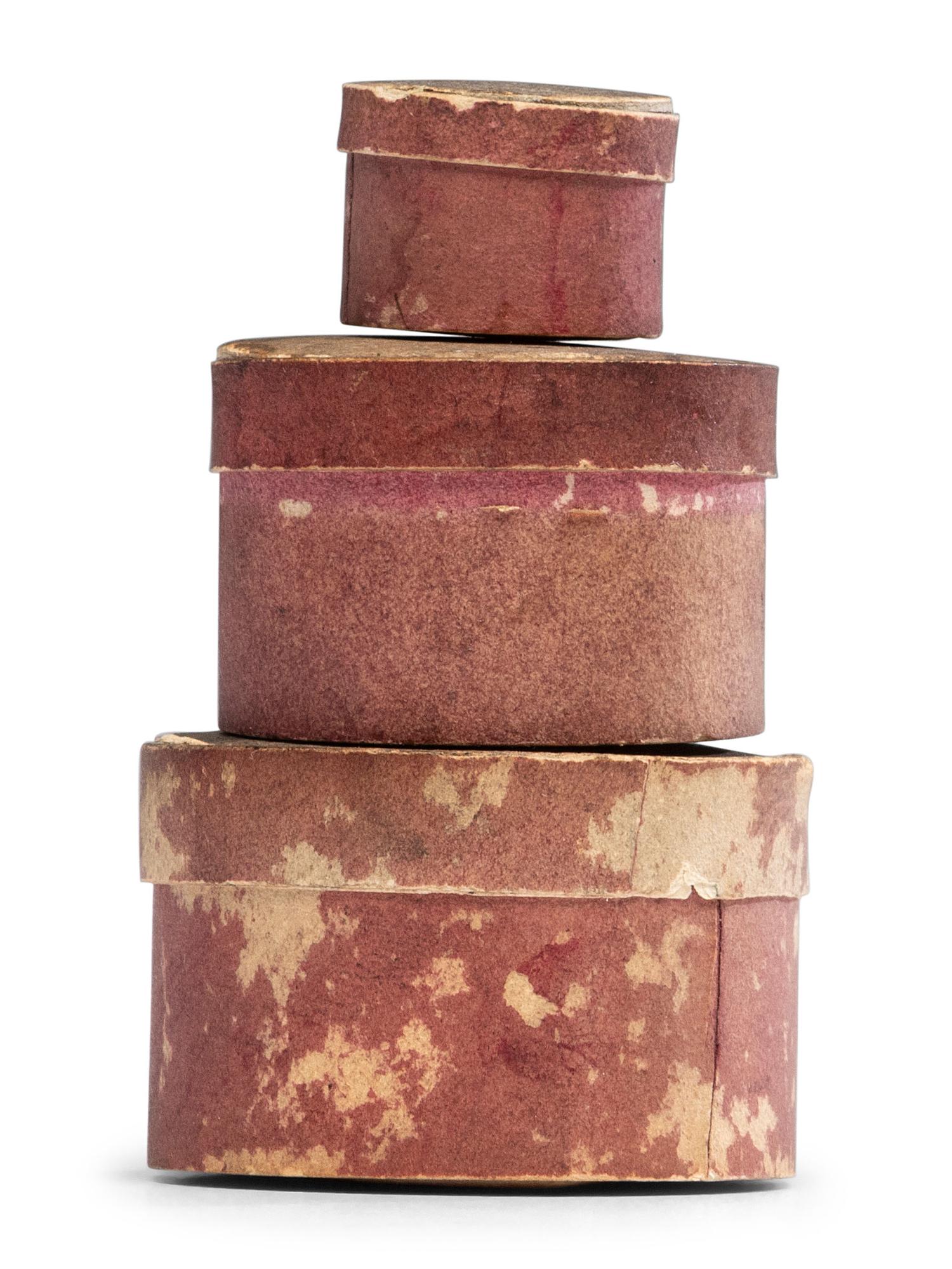 Three Miniature Graduated Stacking Wallpaper Boxes