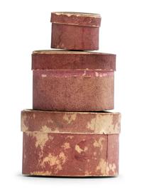 Three Miniature Graduated Stacking Wallpaper Boxes