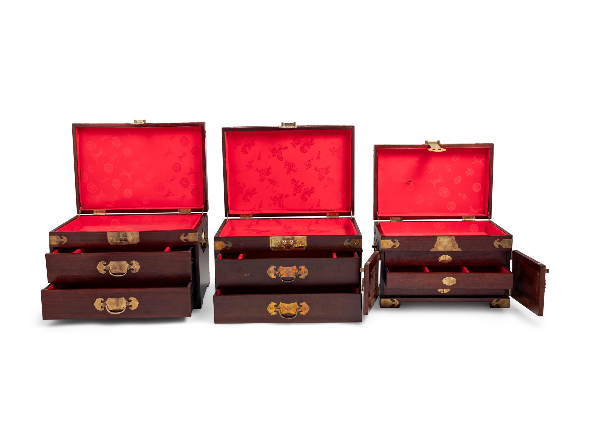 Three Chinese Hardwood Chests