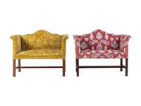 A Near Pair of George III Style Mahogany Window Seats