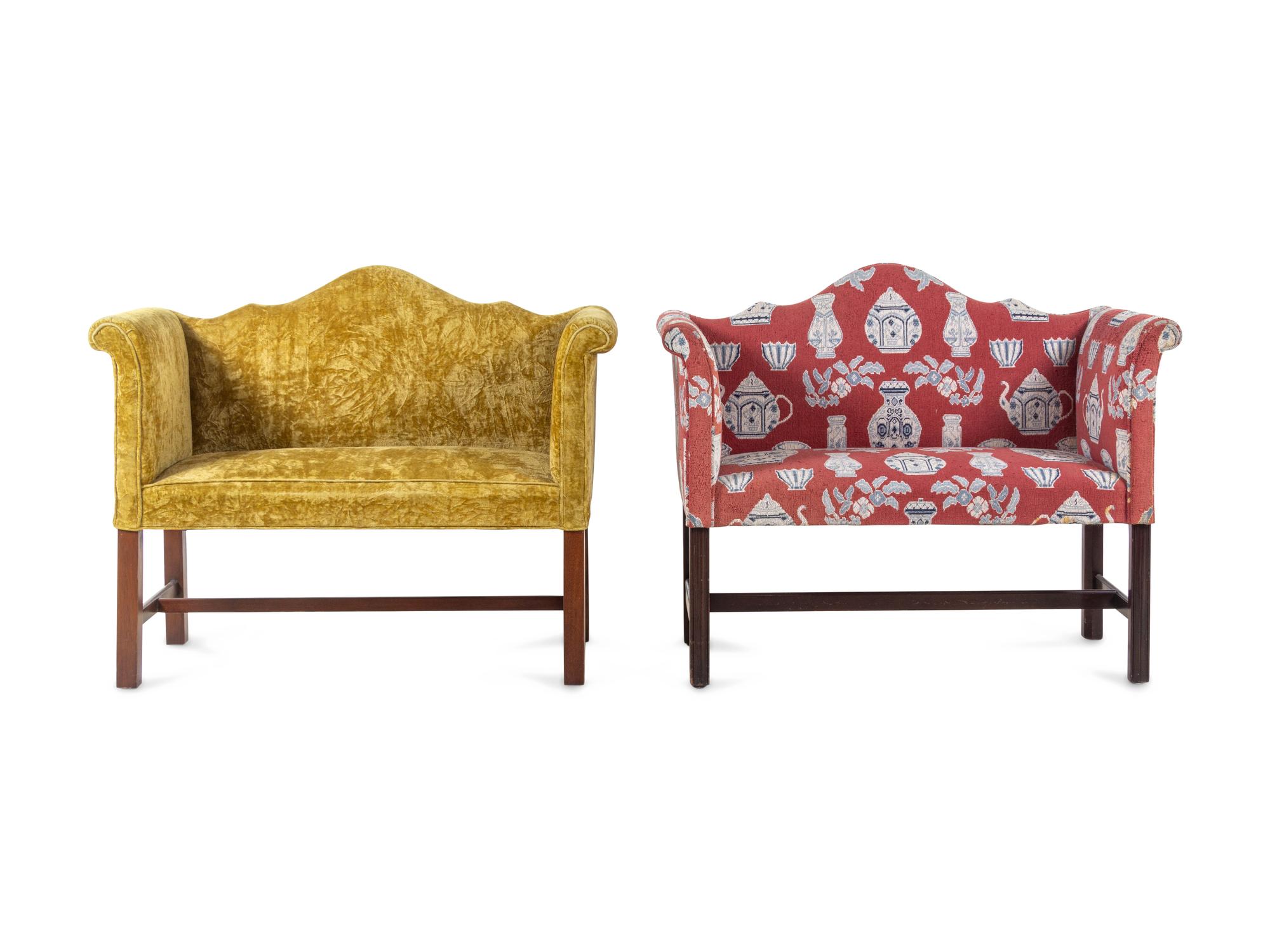 A Near Pair of George III Style Mahogany Window Seats