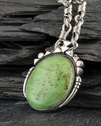 Heavy Sterling Silver and Gaspeite Necklace