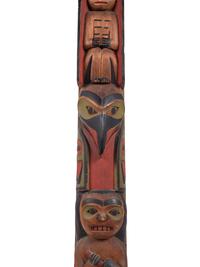 Tlingit Polychrome Carved Totem Pole