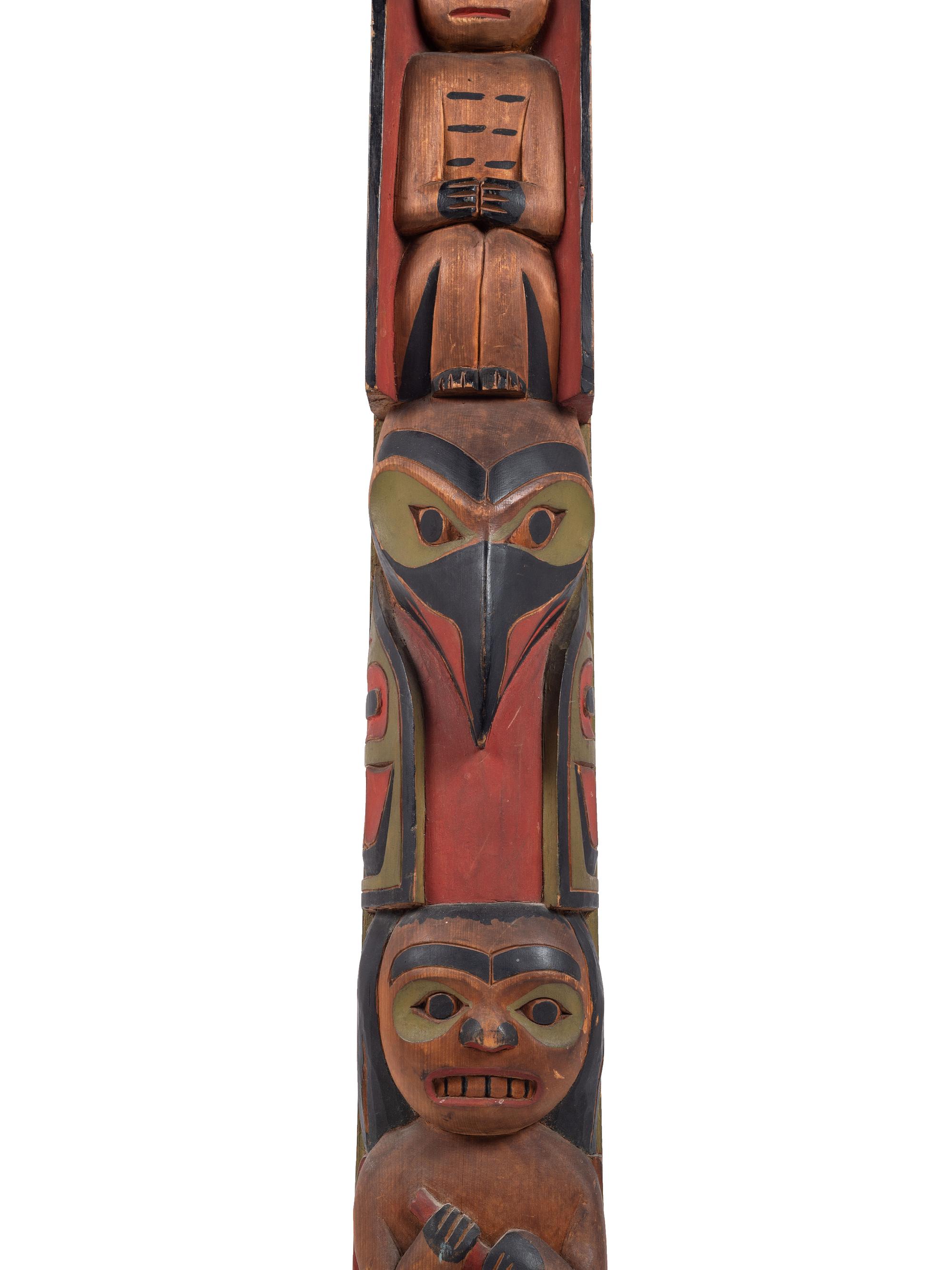 Tlingit Polychrome Carved Totem Pole