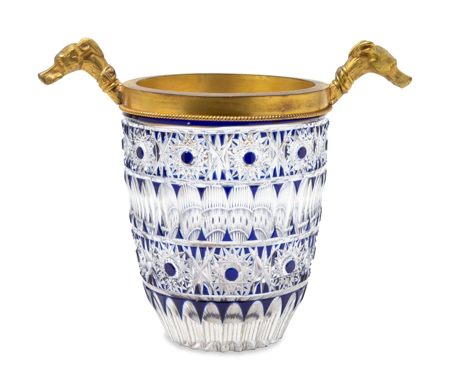 A Gilt Bronze Mounted Cut-to-Clear Glass Vase