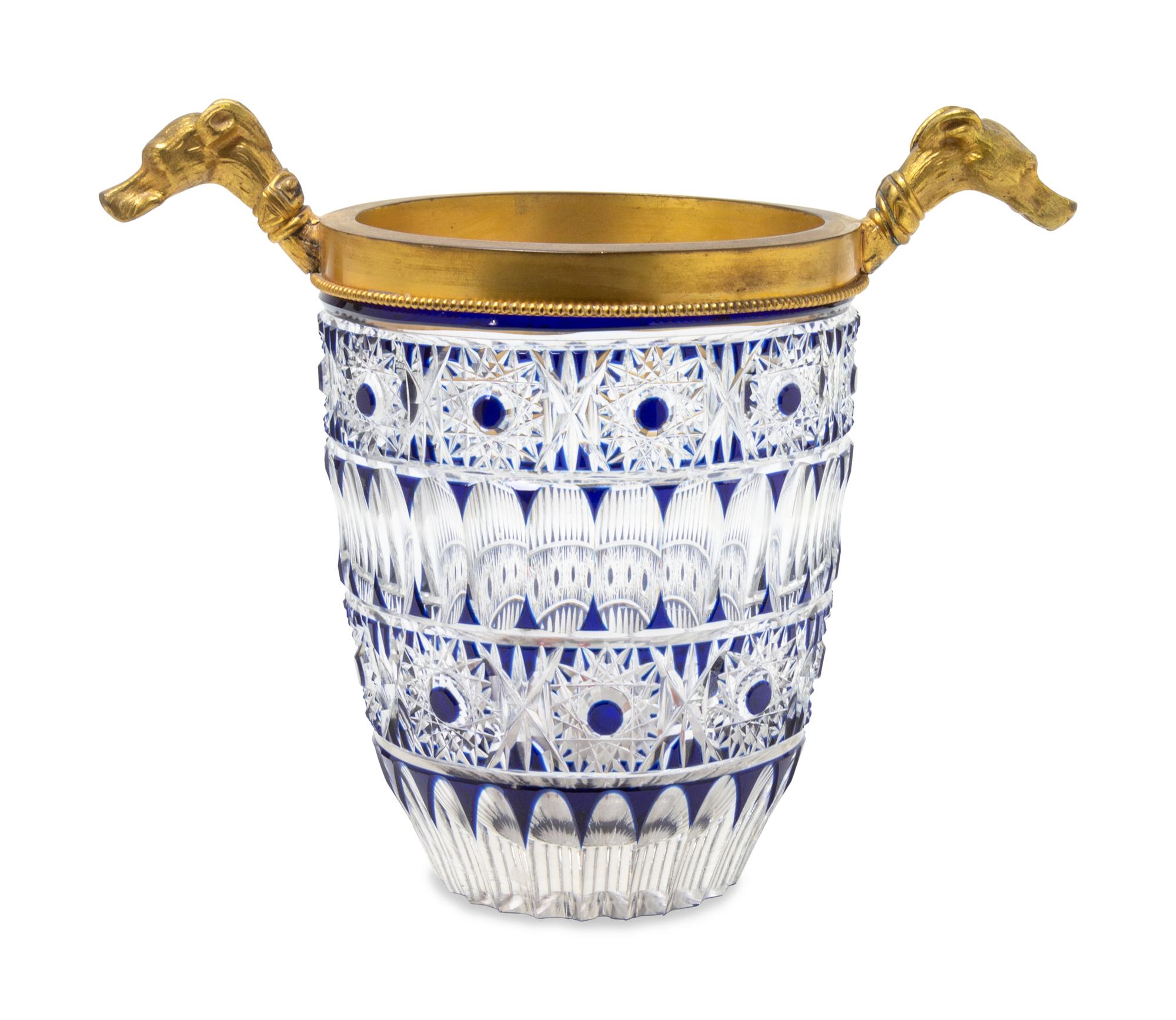 A Gilt Bronze Mounted Cut-to-Clear Glass Vase