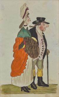 English School 19th Century, A Pair of Drawings: A Fine Couple and Stylish Coquette