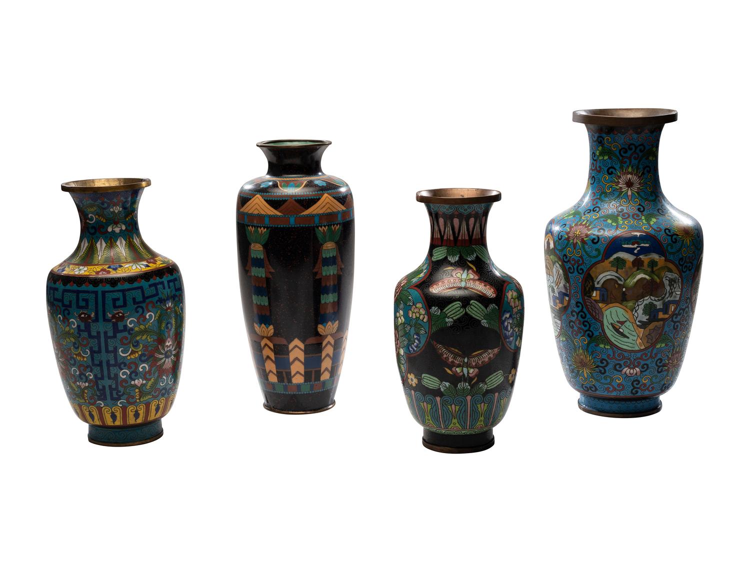 Four Chinese Cloisonné Enamel Vases