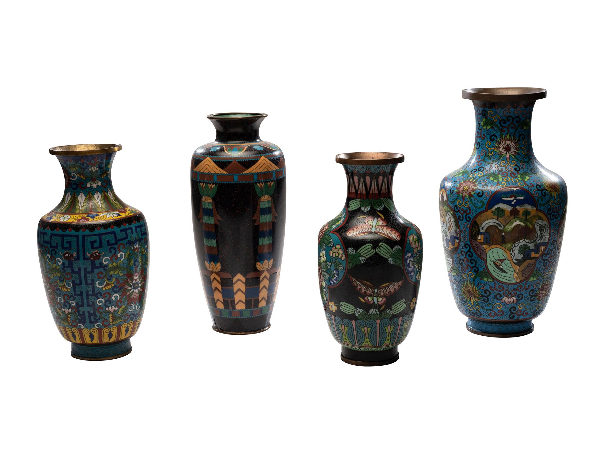 Four Chinese Cloisonné Enamel Vases