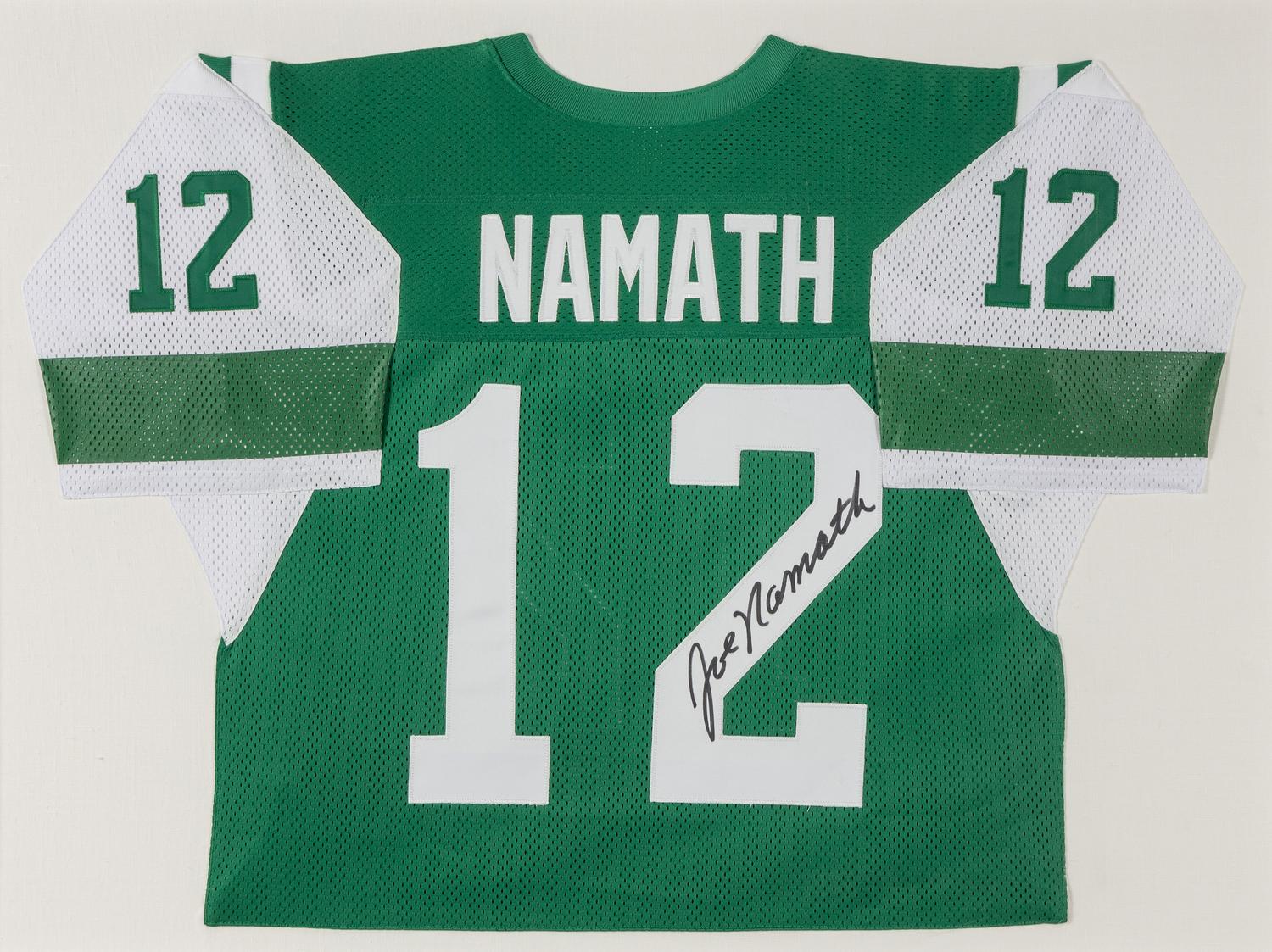 A Joe Namath Signed Autograph New York Jets Jersey Display (Beckett Authentication Services Letter),