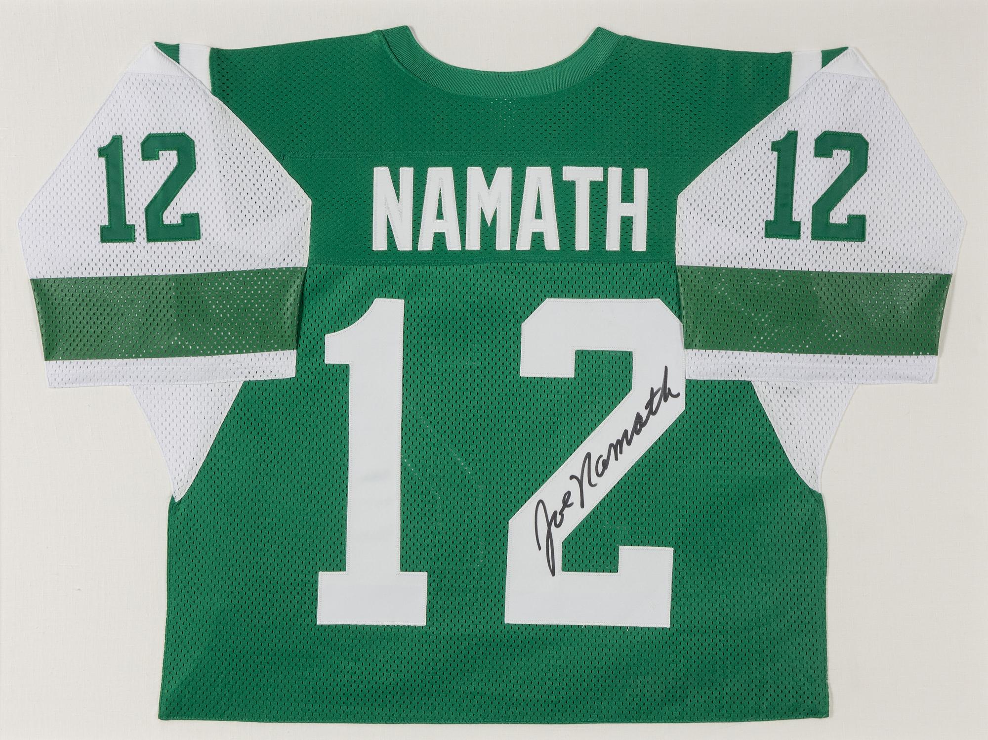 A Joe Namath Signed Autograph New York Jets Jersey Display (Beckett Authentication Services Letter),