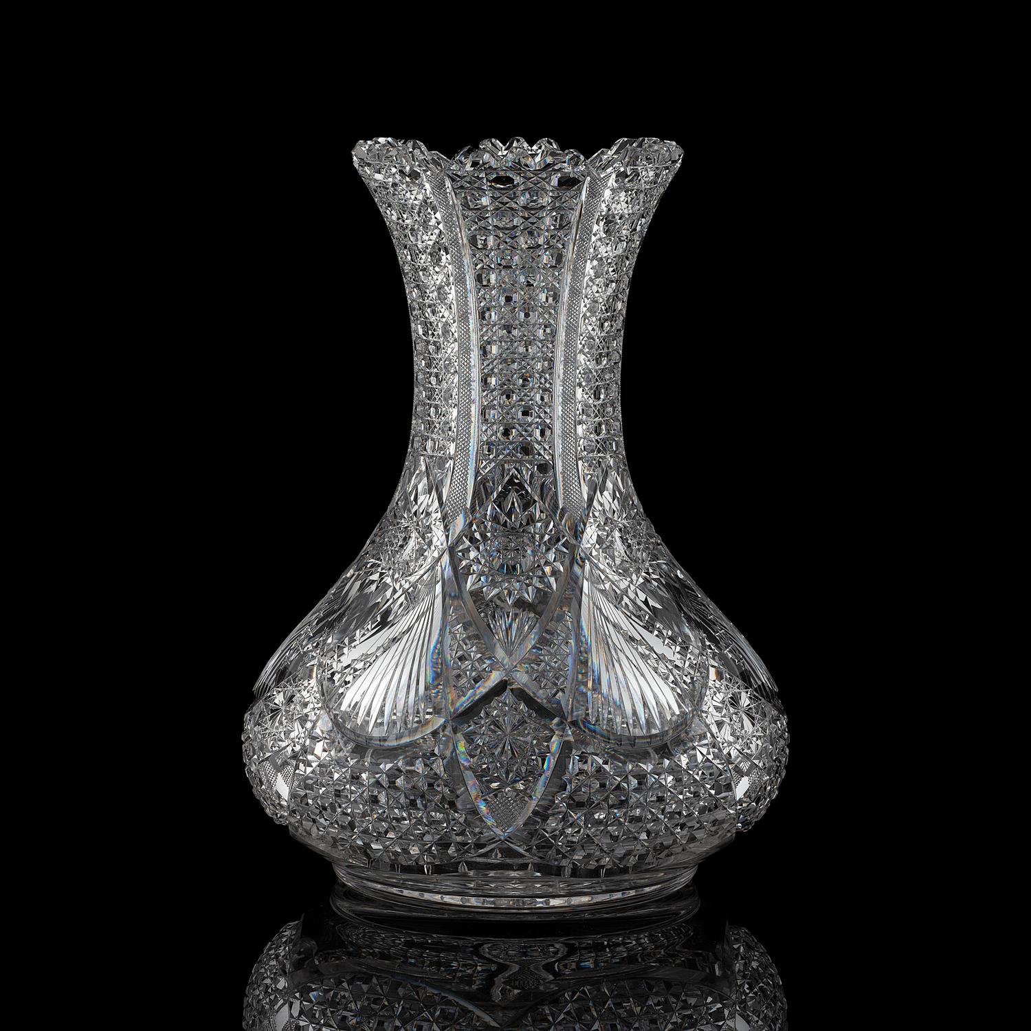 A Dorflinger Brilliant-Cut Glass Bulbous Baluster Vase