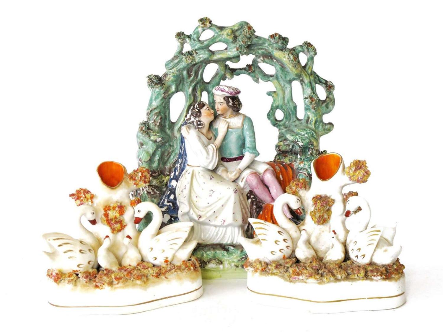 Group of three Staffordshire figural items 19th century