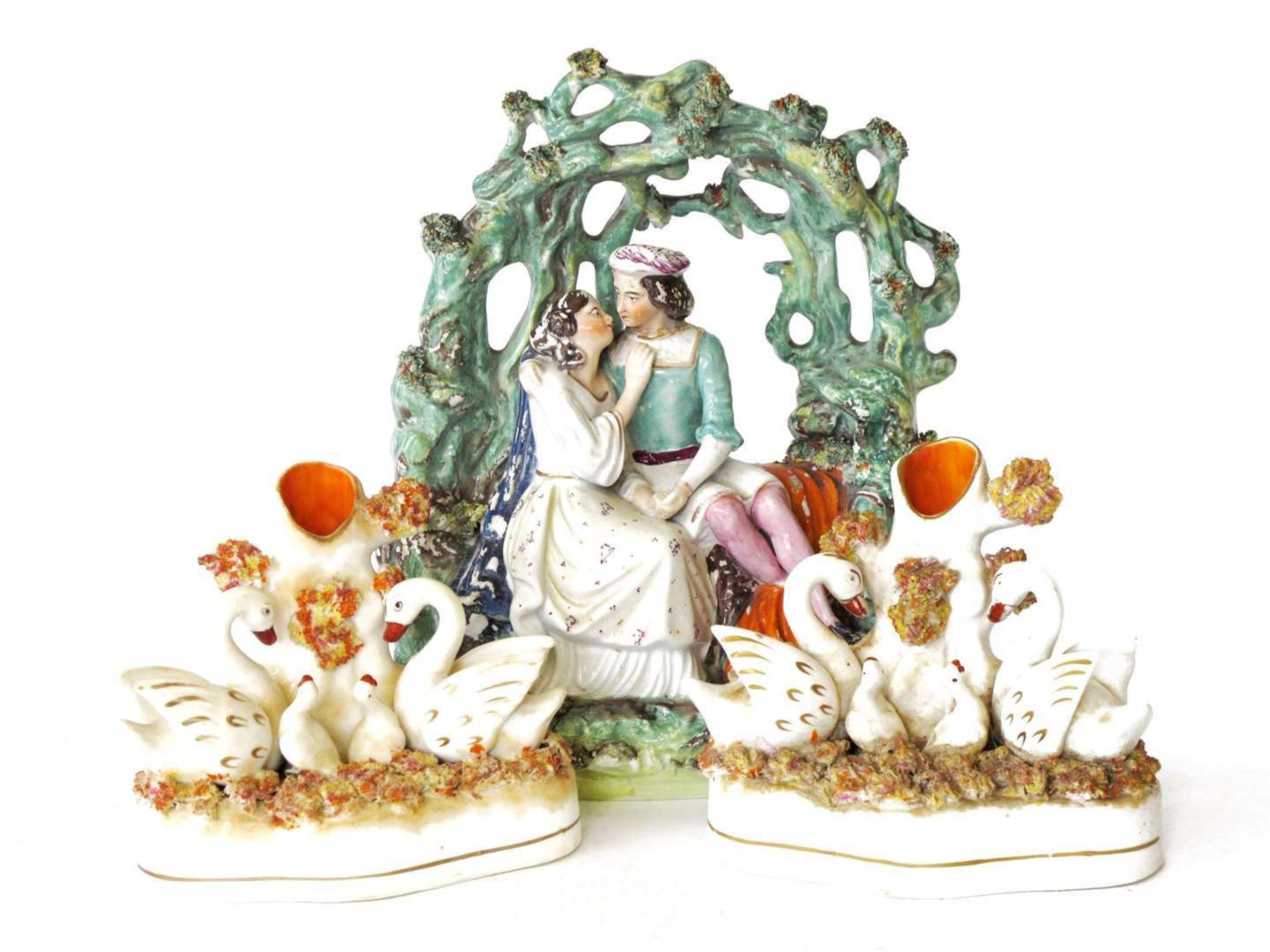 Group of three Staffordshire figural items 19th century