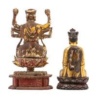 Two Vietnamese Gilt Lacquer Wood Buddhist Figures