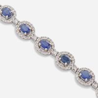 An 18K White Gold, Sapphire, and Diamond Bracelet